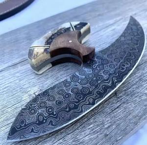 Couteau à pizza en acier Damas de style moderne, unique, avec manche en bois personnalisé et étui en cuir, artisanat en acier, compatible micro-ondes international - Product Image 4