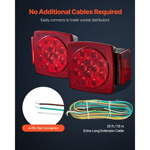 Kit Luci LED 12V Impermeabili per Rimorchio, Luci Posteriori con Stop, Freno, Indicatore di Direzione e Luci Targa, Lente Rossa per Auto - Product Image 5