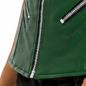 Chaleco de cuero para mujer, estilo sin mangas, cremallera frontal, prácticos bolsillos laterales, diseño con cuello alto y estampado de corteza de halcón - Product Image 6