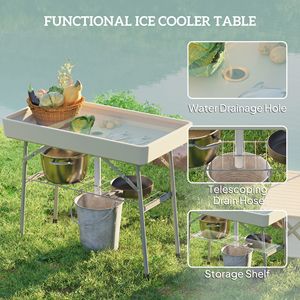 Tavolo Pieghevole da Esterno 3.4ft con Vano di Scarico e Riempimento, Mensola Refrigerante per Bevande per Feste o Attività all'Aperto - Product Image 4