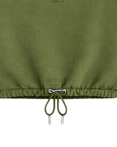 Sweat-shirt court zippé vert olive personnalisé pour femme, pull décontracté avec cordon de serrage à l'ourlet, en molleton doux coton-polyester, haut d'hiver - Product Image 5