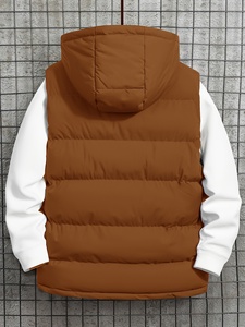 <b>Men</b> Hooded Puffer Vest Custom Private Label Padded Quilted <b>Thermal</b> Lining Vest - Product Image 2
