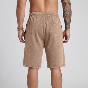 Pantalones Cortos Deportivos Unisex Personalizados de Verano, Ligeros, 100% Algodón, Impresión Serigrafiada, Estilo Urbano, Vintage, Lavado Ácido con Efecto Desgastado por el Sol - Product Image 2