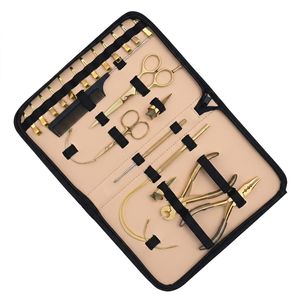 Kit d'outils professionnels pour extensions capillaires : Pince à micro-anneaux, Pince de dépose, Aiguille à boucle, Pinces, Ciseaux à doigts, Peigne, Étui - Product Image 1