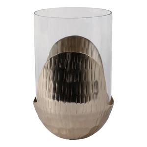 Candelabro Moderno de Metal Dorado con Base Curva Texturizada, Decoración Navideña Hecha a Mano para Mesa - Product Image 2