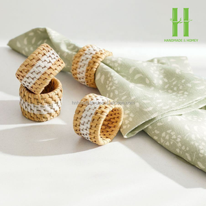 High Quality Natural Round Woven Bamboo <b>Napkin</b> Rings Holder Bohemian Style Eco-Friendly Wedding <b>Party</b> Decoration Made in Vietnam - Product Image 5