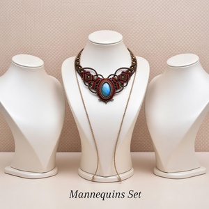 Collar de Macramé Intrincado de Lujo con Labradorita |   Estilo Oficina/Profesional Multicolor Rojo Marrón |   HARI OM CREATIONS Platino - Product Image 2