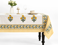 Nappe en coton fleuri imprimée à la main en gros pour mariage et fête, taille personnalisée, écologique et durable