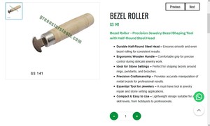 Rouleau à sertir demi-rond en acier avec manche en bois, outil de sertissage de pierres pour bijoux | Numéro d'article GS-141 - Product Image 3