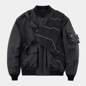 Custom Black Workwear Down <b>Jacket</b> Multi Pocket <b>Techwear</b> Bomber Designer Winter Hooded Cotton Lined Unisex - Product Image 1