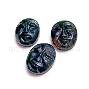 Agate de mousse naturelle sculptée à la main en forme de visage humain breloques en pierres précieuses en vrac pour la fabrication de bijoux en gros Figurines d'agate de mousse sculptures - Product Image 3