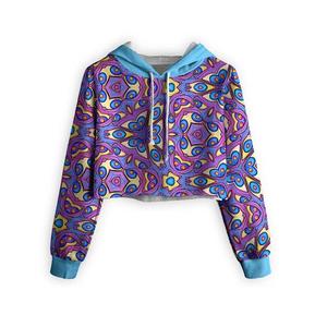 Sudadera con Capucha Corta con Estampado Floral Personalizado para Mujer, Sudadera de Poliéster Tejida con Estampado por Sublimación, Ropa Urbana de Otoño - Product Image 6