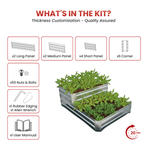 Bac à jardin surélevé en métal, 2 niveaux, pour légumes, outils de jardinage en vente, ensemble d'outils et d'équipements de jardinage GB012 - Product Image 3