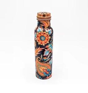 Bouteille d'eau en cuivre bleu rose, imprimé floral décoratif, bouteille à boire étanche, bouteille en métal réutilisable pour l'hydratation quotidienne - Product Image 5