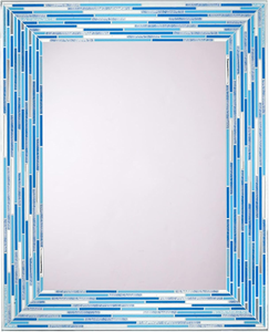 Espejo de Pared Rectangular de Vidrio Mosaico Azul y Blanco, Marco de Azulejos Geométricos Hecho a Mano, Espejo Decorativo de Estilo Costero para una Vida Moderna - Product Image 3