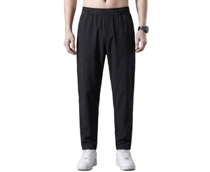 Pantalon de jogging décontracté pour homme, noir, taille élastique avec cordon de serrage, poches latérales, léger et respirant, collection printemps - Product Image 2