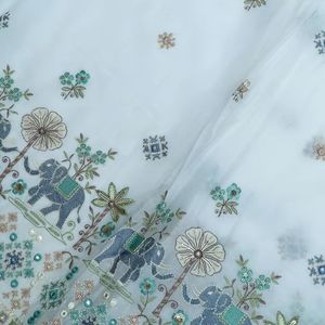 Luxury Floral Embroidered <b>Sequin</b> Lace Fabric Heavyweight Wedding Gown Textile Premium Fashion Apparel Material - Product Image 3