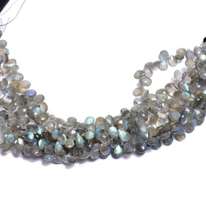 Labradorita AAA+ de 5mm-10mm, facetada en forma de pera, labradorita natural con fuego azul, cuentas de piedras semipreciosas para la elaboración de joyería. - Product Image 3