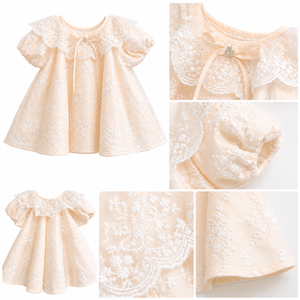 Vestido de Princesa con Encaje Bordado y Cuello Festoneado para Bebés Niñas |   Vestido Elegante de Boutique - Product Image 3
