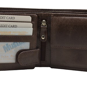 Men's Genuine Leather Slim <b>Wallet</b> Fold Closure Minimalist Design Brown Color Daily Use - Product Image 6