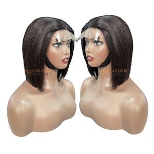 Perruques courtes bob 2x6 en cheveux Remy vietnamiens bruts, ultra-lisses et soyeuses, pour perruques Lace Front, tailles de bonnet grandes/petites, prêtes à porter - Product Image 1