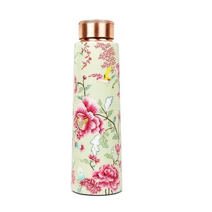 Floral Meenakari <b>Copper</b> <b>Water</b> <b>Bottle</b> with Screw Cap Traditional Handcrafted Design Reusable Drinking <b>Bottle</b> for Home Office - Product Image 1