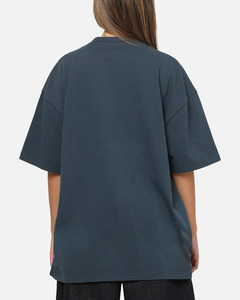 Camiseta de Cuello Redondo Oversize para Mujer, Estilo Estético, Color Sólido, Manga Corta, Corte Holgado, Básica, de Algodón, Estilo Urbano Minimalista - Product Image 2