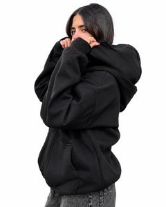 Veste streetwear pour femme en polyester et coton, entièrement zippée, avec capuche intégrale et cache-visage, style moderne - Product Image 3