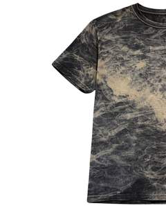 T-shirt en coton personnalisé gris et noir marbré tie-dye, manches courtes, col rond, lavage vintage, décontracté pour homme, streetwear, été - Product Image 3