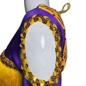 Tenues de danse latine Majorette avec paillettes et franges, robes en polyester pour femmes adultes - Product Image 2