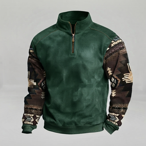 Sweat-shirt en molleton à col montant pour homme, motif géométrique, coupe classique, vêtement décontracté d'automne - Product Image 3