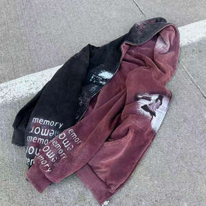 เสื้อฮู้ดดี้ผ้าฟลีซหนานุ่มพิเศษ 100% โมดอล สำหรับผู้ชาย น้ำหนัก 430gsm/550gsm สไตล์วินเทจ พิมพ์ลายดิจิตอล ปักลาย  แบบสองด้าน - Product Image 6