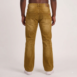 Jean en denim de coton déchiré et délavé pour homme, taille haute, coupe droite, style décontracté automne, couleur unie, pantalon tissé mi-lourd - Product Image 3