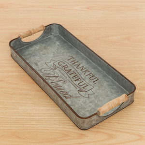 Usine en gros personnalisé 100% mangue naturelle plateau de service en bois poignée Rectangle pour petit déjeuner Table basse-Royal Artisans - Product Image 2