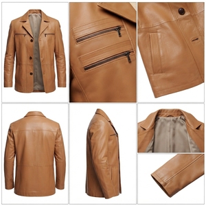 Manteau en cuir véritable pour homme, imperméable, écologique, style urbain, pour l'hiver, avec fermeture frontale, vêtement d'extérieur tendance - Product Image 4