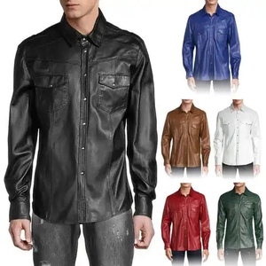 100% Silk Leather Men's Plus Size Winter <b>Long</b> <b>Sleeve</b> Black Satin <b>Undershirt</b> T-Shirt Breathable Embroidered - Product Image 6