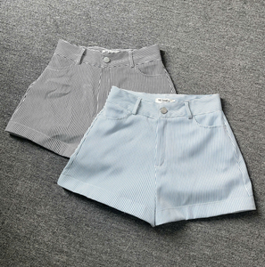 2024 mujeres otoño moda Casual rayas alta cintura cremallera pantalones cortos Vintage Mujer pantalones cortos moda Mujer elegante - Product Image 1