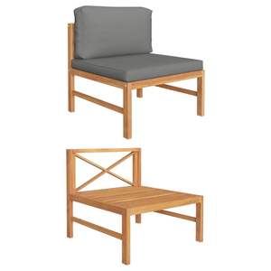 Canapé d'extérieur modulaire en teck gris foncé, canapé de jardin standard moyen - Product Image 1