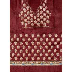 DESIGNER TABBY <b>ORGANZA</b> <b>SILK</b> EMBROIDERY SEQUENCE WORK LACE BORDER SAREE WITH UNSTTICHED BLOUSE - Product Image 2