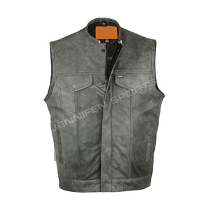 Chaqueta de Motociclista de Verano para Hombre, Estilo Antiguo, Chaleco de Cuero, Prenda Exterior a Prueba de Viento, Relleno de Algodón, con Bolsillos - Product Image 2