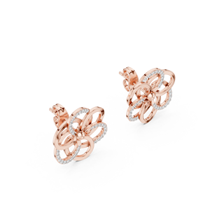 Juego de pendientes de diamantes cultivados en laboratorio con diseño floral entrelazado en oro amarillo de 18 quilates para mujer, para compromiso, boda, fiesta, regalo de San Valentín, uso diario - Product Image 6