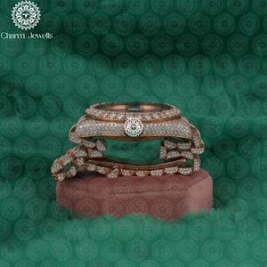 Charm Jewells Luxury Women's Rose Gold Diamond Watch Round Analog Quartz 38mm Sapphire Crystal Folding Clasp StainlessSteel Band - Product Image 4