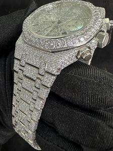 Montre à quartz analogique personnalisable, sertie de diamants Moissanite de clarté VVS, bijou de poignet pour homme et femme - Product Image 1