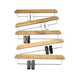 Wooden Customizable Pants Hangers Adjustable <b>Clips</b> Space Saving Design <b>Hook</b> Type Installation for Wardrobe Clothing - Product Image 3
