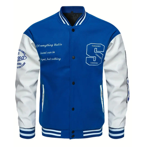 Chaqueta Varsity de Moda para Hombre, Bordada, con Parches, Estilo Hip Hop, Chaqueta Bomber, Chaqueta Universitaria Unisex de Alta Calidad - Product Image 1