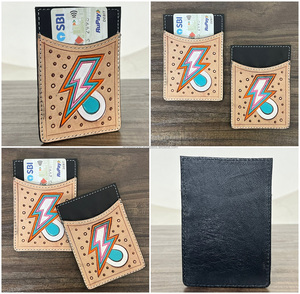 Tarjetero de Cuero Vacuno Repujado Artesanal Premium con Diseño Único de Rayo, Estuche Delgado y Minimalista para Tarjetas de Crédito Unisex - Product Image 3