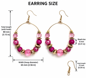 Pendientes de Aro Boho con Cuentas de Cristal Rosa, Chapados en Oro, Pendientes Grandes de Aro Colgantes, Joyería Tribal para Fiesta, Regalo para Mujer - Product Image 4