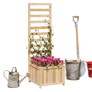 Rectangular Acacia Wood <b>Planter</b> Box With Trellis, Natural <b>Raised</b> Garden Bed For Garden Patio, Outdoor <b>Planter</b> Box From Vietnam - Product Image 5