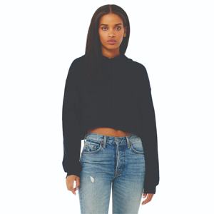 Sudadera con capucha corta negra para mujer, de manga larga, informal, a la moda - Product Image 1