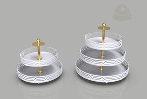 Support de service et plateau de luxe en acier inoxydable à 2 et 3 niveaux, écologique, pour la présentation de café et de desserts - Product Image 2